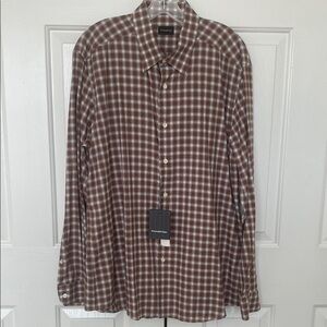 Ermenegildo Zegna Men's Plaid Long Sleeve Button-Up Shirt Size XL